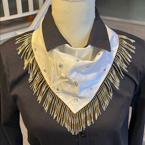 Rodeo Queen White Beaded Scarf